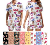 Set Pigiama da Donna Personalizzato con Foto Set Pigiama Personalizzato con Volto per Donna Set Pigiama a Maniche Corte Personalizzati Regali Personalizzati per Natale San Valentino