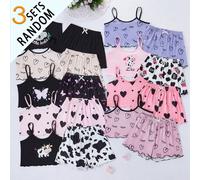 Set pigiama da ragazza con pantaloncini e canotta, motivo allegro, adatto per autunno, inverno e tutte le stagioni 8Y,9Y,10Y,11-12YFumetto,Geometrico,LettereTessuto