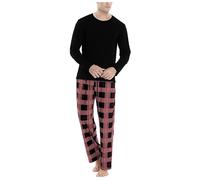 Set Pigiama da Uomo Felpato Lungo Set Intimo Termico Morbido Invernale Cotone Pigiama Due Pezzi Leggero Completo Maglia Termica Abbigliamento da Notte Manica Lunga Caldo