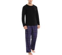 Set Pigiama da Uomo Felpato Lungo Set Intimo Termico Morbido Invernale Cotone Pigiama Due Pezzi Leggero Completo Maglia Termica Abbigliamento da Notte Manica Lunga Caldo