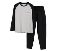 Set Pigiama da Uomo - Pigiama Uomo Pantaloni da Uomo a Maniche Lunghe Primaverili e Autunnali Pigiama a Blocchi di Colore Sottili e fragili indossabili Anche Fuori casa (Black XL)