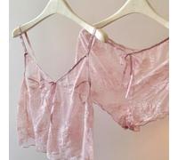 Set Pigiama Donna in Pizzo V-Neck Canotta Shorts | Design elegante con pizzo, scollo a V profondo, per stile sexy ma confortevole per la notte(Pink XL)