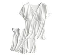 Set Pigiama Donna,Pigiama da Donna, Morbido E Confortevole, Pigiama da Allattamento, Pigiama Premaman per Mamme Che Allattano, Pigiama Post-Parto con Reggiseno Incorporato
