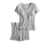 Set Pigiama Donna,Pigiama da Donna, Morbido E Confortevole, Pigiama da Allattamento, Pigiama Premaman per Mamme Che Allattano, Pigiama Post-Parto con Reggiseno Incorporato