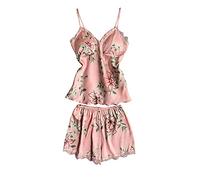 Set Pigiama Donna Senza Maniche Pigiama Estivi Donna Corto 2 Pezzi Set Pantaloncini E Top Camicia da Notte Donna Estiva Pigiami Pantaloncini + Canotta Fionda Pigiama Aperto Davanti Donna Babydoll