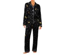 Set Pigiama Donna Sexy, Set Pantaloni Fluidi Donna Manica Lunga Con Retro Pigiama Set Casual Con Stampa Camicia Apri Frontale E Pantaloni Vestiti Per La Casa