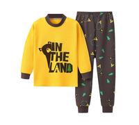 Set Pigiama in Cotone da 2 Pezzi per Bambina e Ragazzo a Maniche Lunghe e Pantaloni Pile Bambina