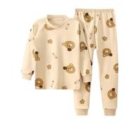 Set Pigiama in Cotone da 2 Pezzi per Bambina e Ragazzo a Maniche Lunghe e Pantaloni Pile Bambina