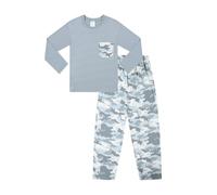 Set pigiama lungo mimetico per ragazzi 100% cotone, Grigio, 9-10 Years