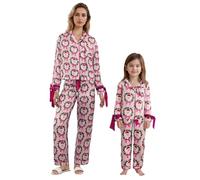 Set pigiama natalizio con scritta "Mommy and Me", con bordo in piuma, maniche lunghe, pantaloni con bottone, mamma e figlia, set da salotto per la famiglia, rosa 9, XL
