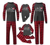 Set pigiama natalizio da uomo, a maniche lunghe, morbido, con top e pantaloni a quadri, unisex per la famiglia, pigiama da casa, pigiama natalizio per le vacanze, Rosso, XXL