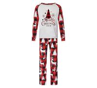 Set pigiama natalizio per tutta la famiglia con elegante design a forma di lettera a quadretti come biancheria da notte a maniche lunghe, tessuto leggero per piacevoli serate di vacanza, ore festive