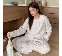 Set pigiama oversize da donna con stampa floreale piccola, morbido abbigliamento da casa per primavera e autunno 0XL,1XL,2XL,3XLNataleTessuto in maglia
