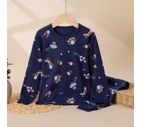Set pigiama per bambini con stampa di astronavi blu navy, in cotone, adatto per primavera/autunno 6Y,7Y,8Y,9Y,10Y,4Y,5YPianteTessuto