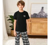 Set pigiama per bambini e ragazzi tra i 10 e i 12 anni composto da maglietta a girocollo manica corta e pantaloni, stile minimalista e di moda, adatto per l'estate 8Y,9Y,10Y,11Y,12YGeometrico,LettereT