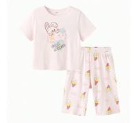 Set pigiama per bambini, tuta da casa in cotone a maniche corte, abbigliamento leggero per l'estate Delicato sulla pelle e traspirante: realizzato in pregiato tessuto di cotone a maglia, ha una consis