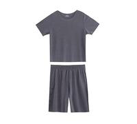 Set pigiama per ragazzi, con maglia a maniche corte e pantaloncini casual, in tinta unita, delicato sulla pelle, traspirante, fresco, abbigliamento per la casa (grigio scuro, 3-4 anni)