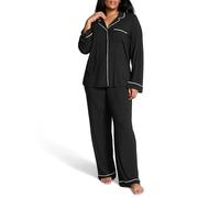 Set pigiama Victoria's Secret in modal, camicia a maniche lunghe con bottoni e pantaloni da pigiama, abbigliamento da notte per donne (XS-XXL), nero, XX-Large