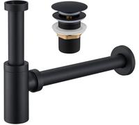 Set piletta e sifone nero opaco modello tondo Damast KITSET01NO