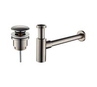 Set piletta e sifone per lavabo in colore acciaio spazzolato modello tondo Damas