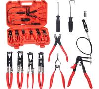 Set Pinze Per Fascette Morsetti Auto Kit Serramanicotti Serratubi Auto 9 Pezzi