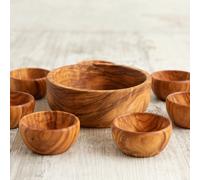 Set Pinzimonio: 1 ciotola cm13 + 7 ciotoline cm6 in legno di ulivo artigianale