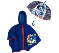 SET PIOGGIA MANTELLINA + OMBRELLO A CUPOLA SONIC 8/9 ANNI BAMBINO