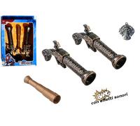 Set Pirata Giocattolo Pistole Cannocchiale Medaglione Travestimento Gioco