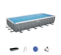 Set piscina fuori terra rettangolare Power Steel da 732x366x132 cm grigia 56475 - Bestway