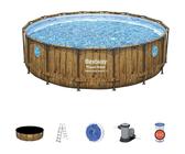 Set piscina fuori terra rotonda Power Steel Swim Vista da 488x122 cm effetto legno chiaro 56725 - Bestway