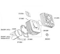 Set pistoni in alluminio Polini 70cc 47,6mm (D) per Piaggio AC