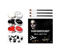 Set pittura per viso bianco rosso per bambini e adulti, pittura per corpo con pennello per trucco da clown Halloween Trucco artistico da clown professionale