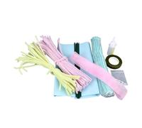 Set più detergente, materiali artigianali colorati per fiori, decorazioni e progetti fai -da -te 70 rosa, 100 verde, 30 giallo, 10 steli di fiori per idee artigianali e