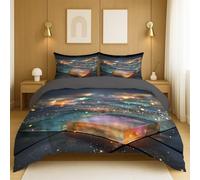 Set piumone Facile da curare Tessuto in poliestere resistente con federe Per l'arredamento della camera degli adolescenti Multicolore Primo Piano Estetico Sognante,260x220cm(86" x 102")
