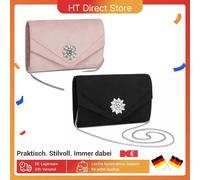 Set pochette Miss Lulu da 2 pezzi: eleganti pochette diamantate in pelle di velluto con catena per matrimoni ed eventi serali Blu 2Pcs set
