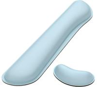 Set poggiapolsi per tastiera e mouse blu chiaro con memory foam | Supporto per alleviare il dolore, digitazione e gioco, uso in ufficio e laptop, comfort imbottito, set di 2