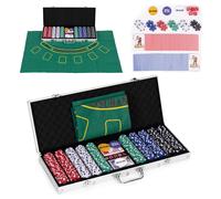 Set Poker e Blackjack - 500 gettoni, 2 mazzi di carte, dadi, tappetino da gioco, valigetta con chiusura