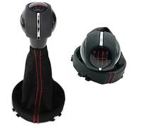 Set Pomello e Cuffia Leva Cambio per Mini One Cooper Countryman Clubman F54 F55 F56 F57 F60 Impugnatura 6 Marce Manopola Similpelle Nera e Cuciture Rosse