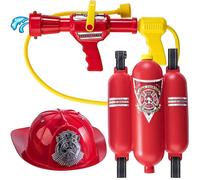 Set Pompiere con Idrante Pistola Acqua e Cappellino Vigili del Fuoco Bambini