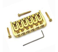 Set Ponti Per Chitarra Ponte fisso per chitarra a 6 corde 72.8x38 mm 10.6 mm ricambio in metallo hardtail nero cromato e oro(Gold)
