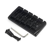 Set Ponti Per Chitarra Ponte per basso vintage a cinque corde con bloccaggio a sella corpo passante per le corde inferiori 19 mm nero cromato e oro(Black)