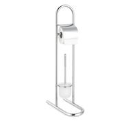 Set Porta Carta Igienica e Scopino WC - 30x75 cm Piantana da BAGNO Portarotolo e Scopino in Acciaio Inox - Porta Rotolo Carta Igienica Da Terra con Design Salvaspazio -Candy