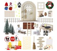 Set Porta degli Elfi Fai Da Te per Natale, Scenario Natalizio Accogliente e Magico, Calendario dell'Avvento Casa delle Fate, Set Decorazioni con Camino Finto