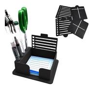 Set porta foglietti adesivi e stencil, compatibile con post-it, 4 modelli riutilizzabili, portapenne e scatola portaoggetti, dispenser organizzato per banconote da scrivania (nero)
