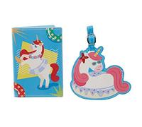 Set Porta Passaporto ed Etichetta per Bagagli - Unicorno Tropicale