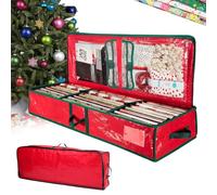 Set Porta Regalo Resistente 103x36x15cm, Strappi, Chiusura Regolabile, 3 Scomparti per Fiocchi e Decorazioni Natalizie