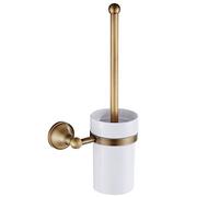 Set Porta Scopino per WC in Ottone Antico Europeo, Accessori da Bagno in Ottone Montati a Parete per il Bagno, Porta Scopino per Dispenser per Scopino Vintage (D'oro)