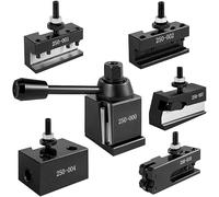 Set Porta Utensili a Cambio Rapido per Tornio, Torretta in Acciaio di Precisione 0,01mm, Kit Completo per Tornitura CNC 6-9" Alesatura Foratura Zigrinatura, Finitura Nera Professionale