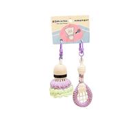 Set Portachiavi Badminton All'uncinetto, Charm Borsa Viola E Verde, Portachiavi Mini Attrezzi Sportivi, Regalo Fatto A Mano Per Atleti