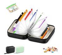Set portapillole impermeabile A8, organizer settimanale for pillole con 14 buste for medicinali codificate a colori, guscio resistente allo schiacciamento(Black)